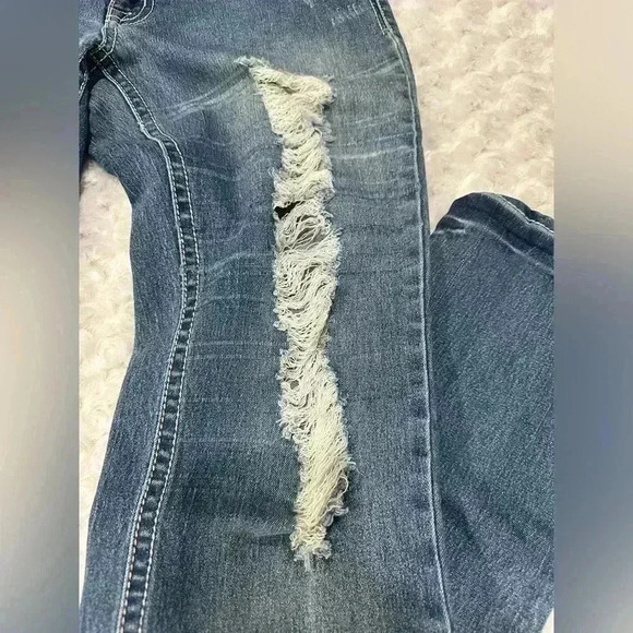 Blue Faith Women’s Skinny Distressed Blue Jeans - Picture 3 of 14